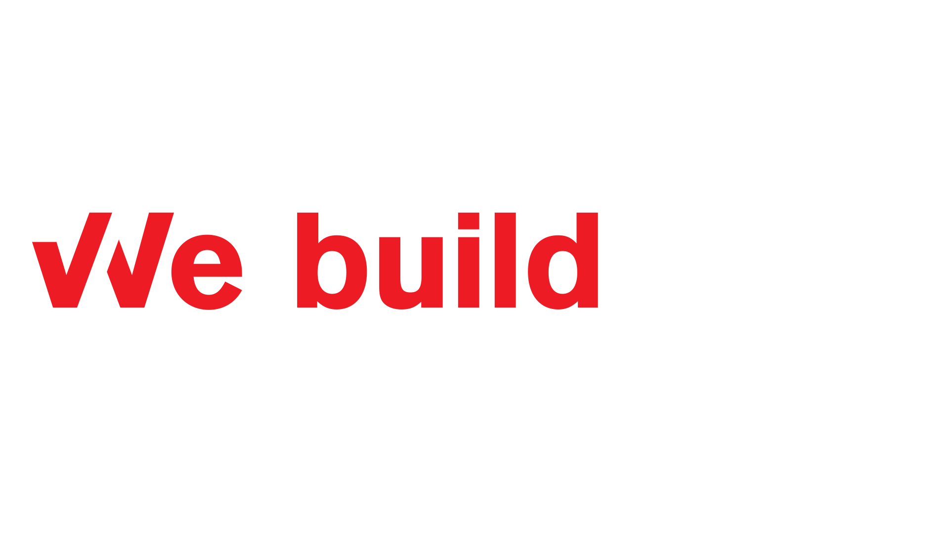 Typography animation of the corporate identity statement saying: "We build, we work, we construct, we concrete."