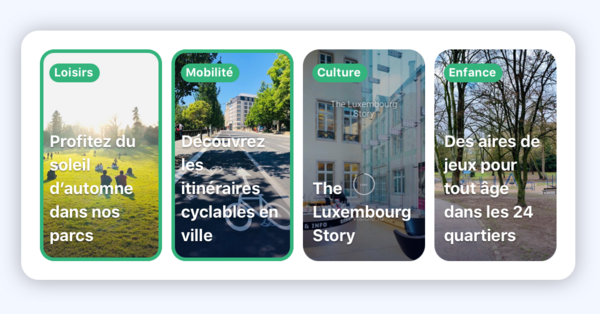 Mobile app design snapshot of the Stories feature