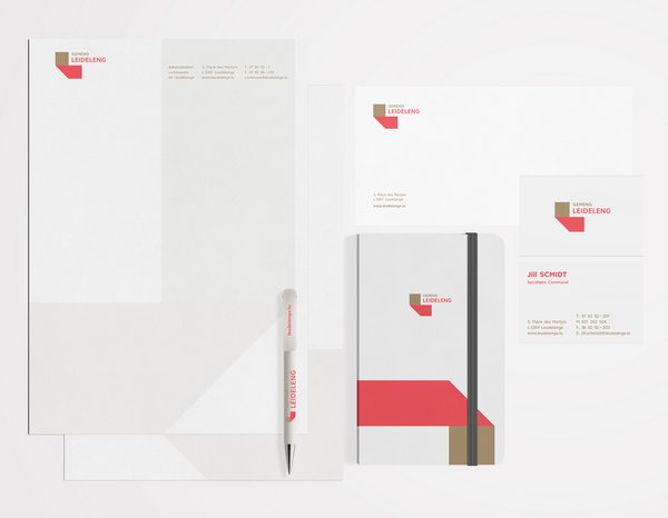 Stationary with the corporate identity of Leudelange