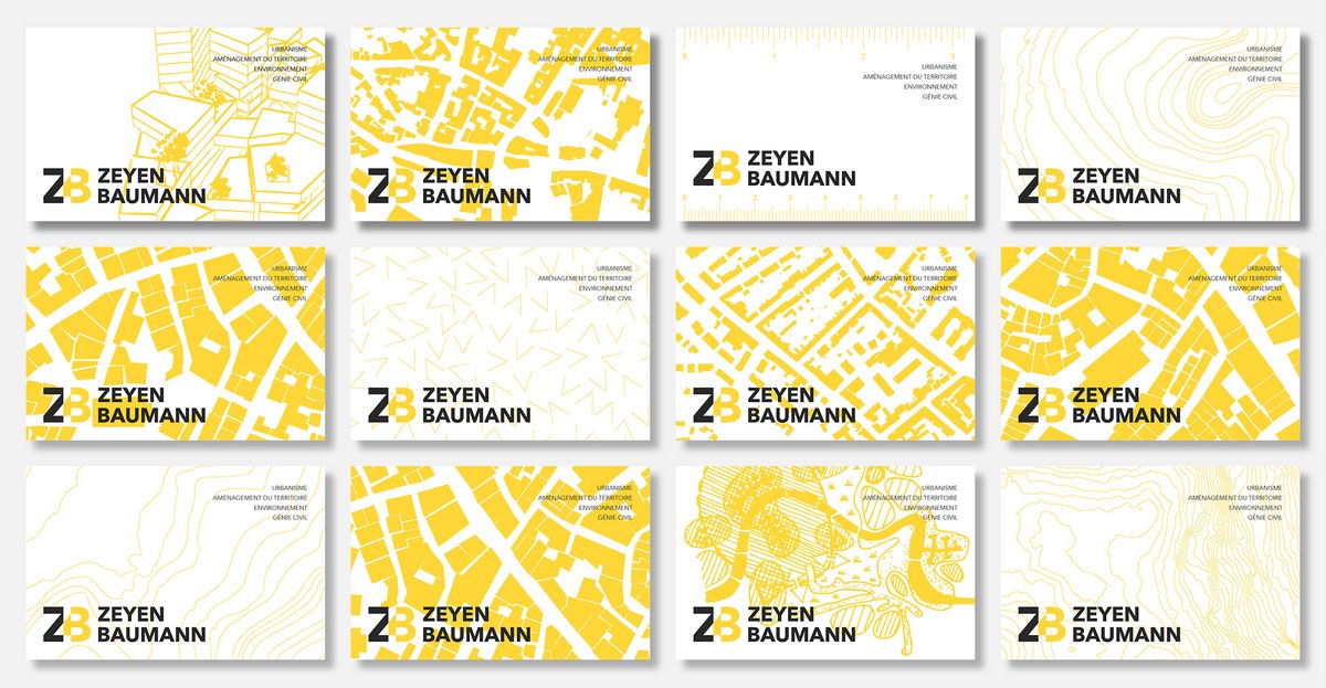 Preview of business cards with different map patterns decoration