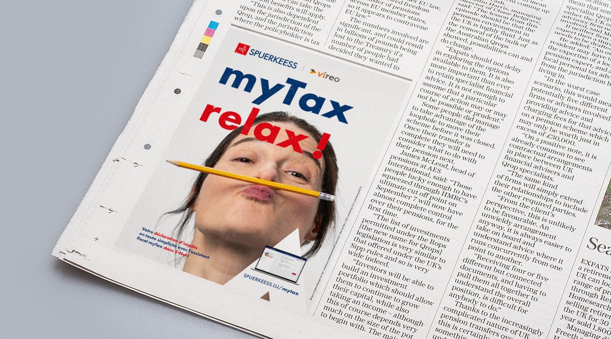 Newspaper with an ad for the marketing campaign mytax