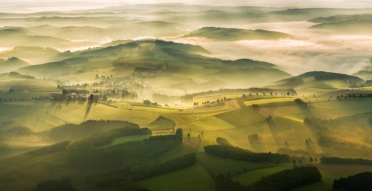 Oesling scenery of an aerial countryside landscape