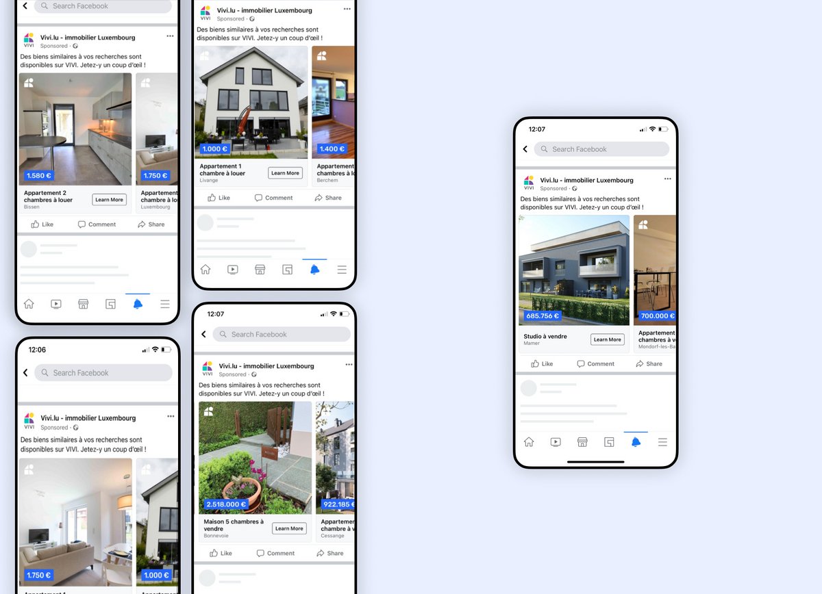 Screenshots of digital marketing Facebook Remarketing Ads