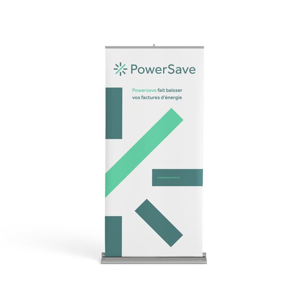 Powersave marketing rollup for boothstand